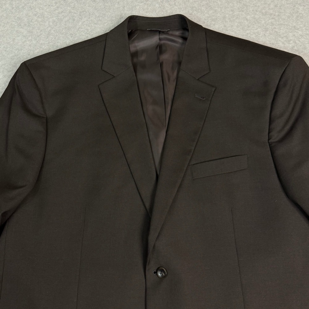 Oak Hill Perfect Fit Mens 54 REG Brown 2 Button Suit Jacket Blazer Stretch Solid - Picture 3 of 16